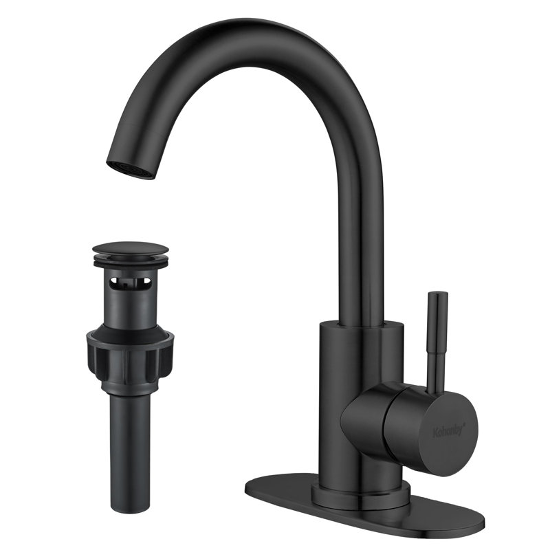 Single-Hole Single-handle Bathroom Faucet with Drain Assembly, Matte Black