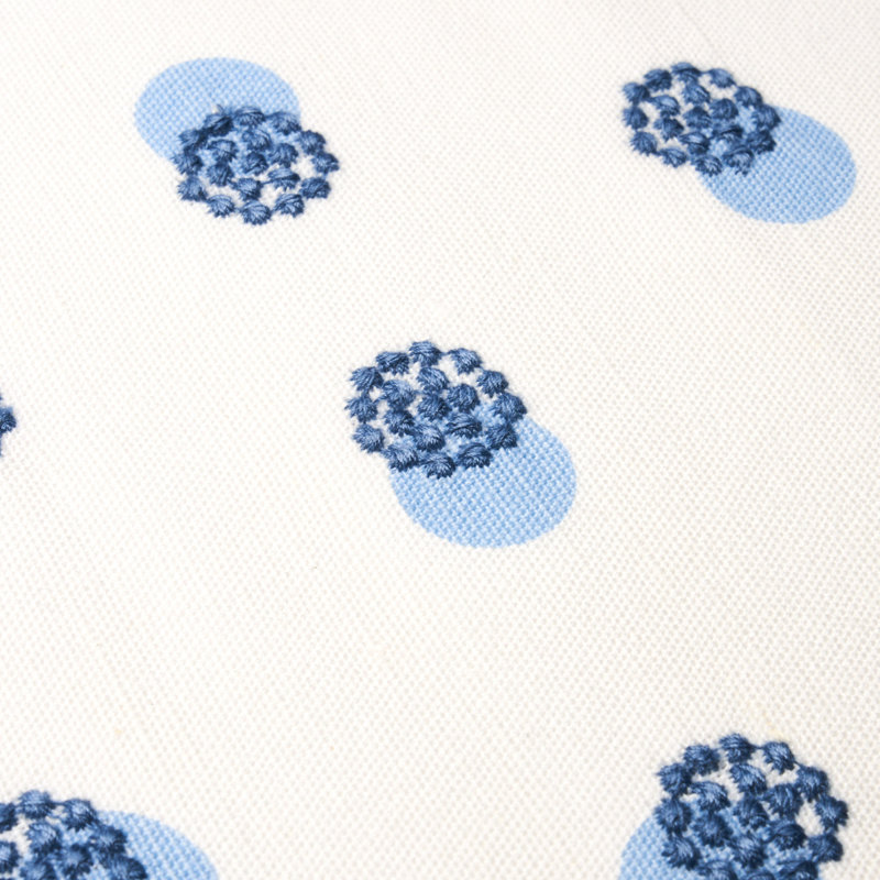 Tissu de broderie Taylor, Bleu/Ivoire