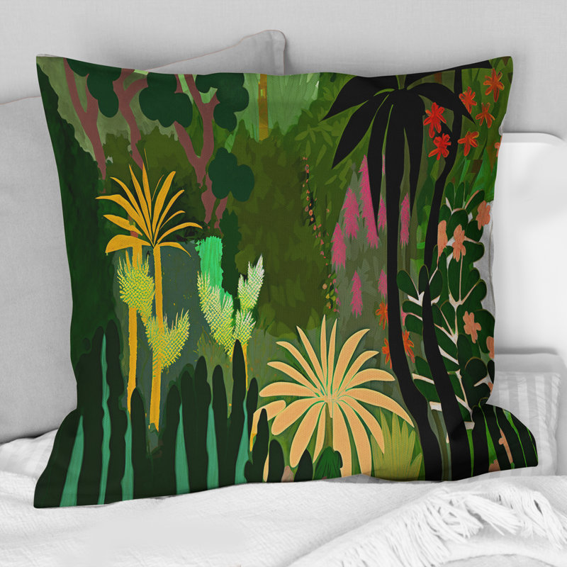 Coussin décoratif imprimé "Blossoming And Vibrant Jungle Flora V"