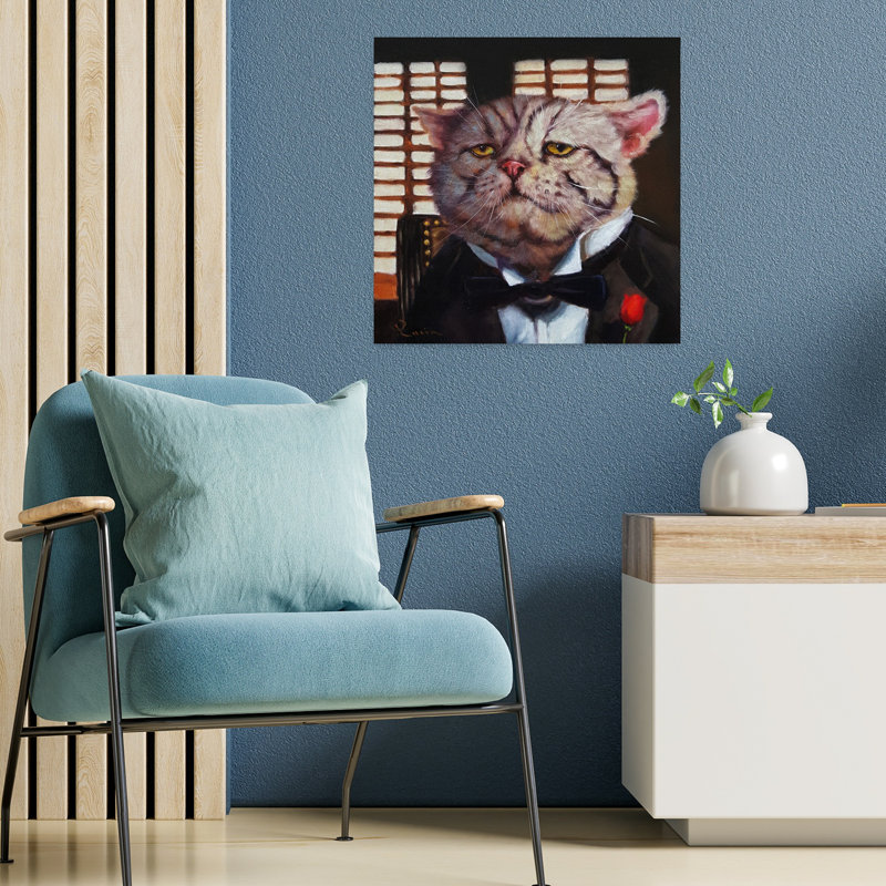 Parrain, chat, art urbain contemporain, 18" H x 18" W