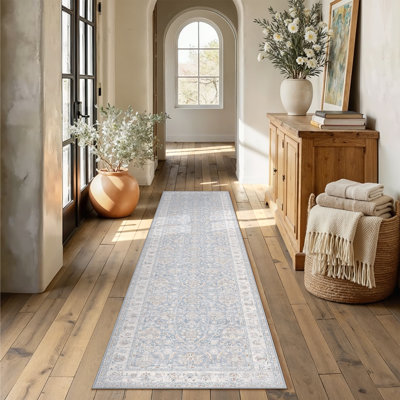 Quinn Vintage Washable Area Rug With Non-Slip Backing