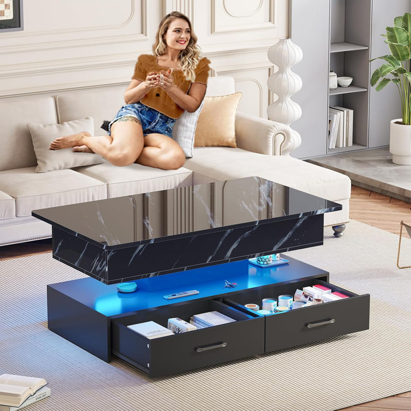 Julein Single Coffee Table, Black Marble