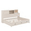 Lit de jour en bois pleine grandeur avec 3 tiroirs de rangement, tablette souple supérieure, tablette et ensemble de prises et ports USB