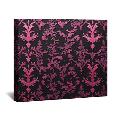 Pink Floral Damask Canvas Gallery Wrap in Many Sizes