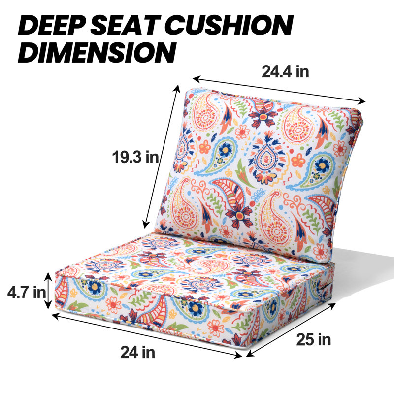 Coussin de siège / dossier d'extérieur épais de 4,7 po Ebern Designs, Motif cachemire