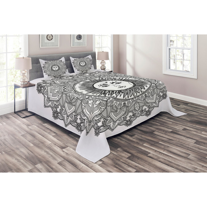 Puppy Eclectic Polyester Floral Coverlet, King Bedspread + 2 Shams