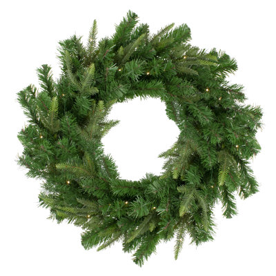 Pre-Lit Roosevelt Fir Artificial Christmas Wreath - 48-Inch Warm White LED Lights