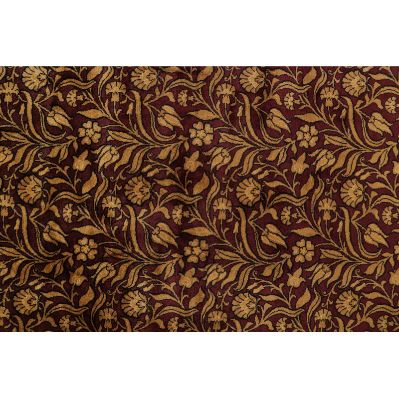 Rug & Kilim’S Modern Lavar Style Rug In Burgundy And Gold All Over Floral Pattern
