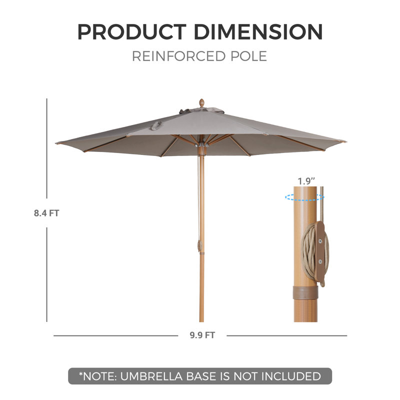 Parasol droit rond en aluminium 10 pi Rydal, Gris