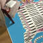 Tapis d'intérieur bleu / rose / beige lavable en machine à imprimé animalier Tiger-1088813758