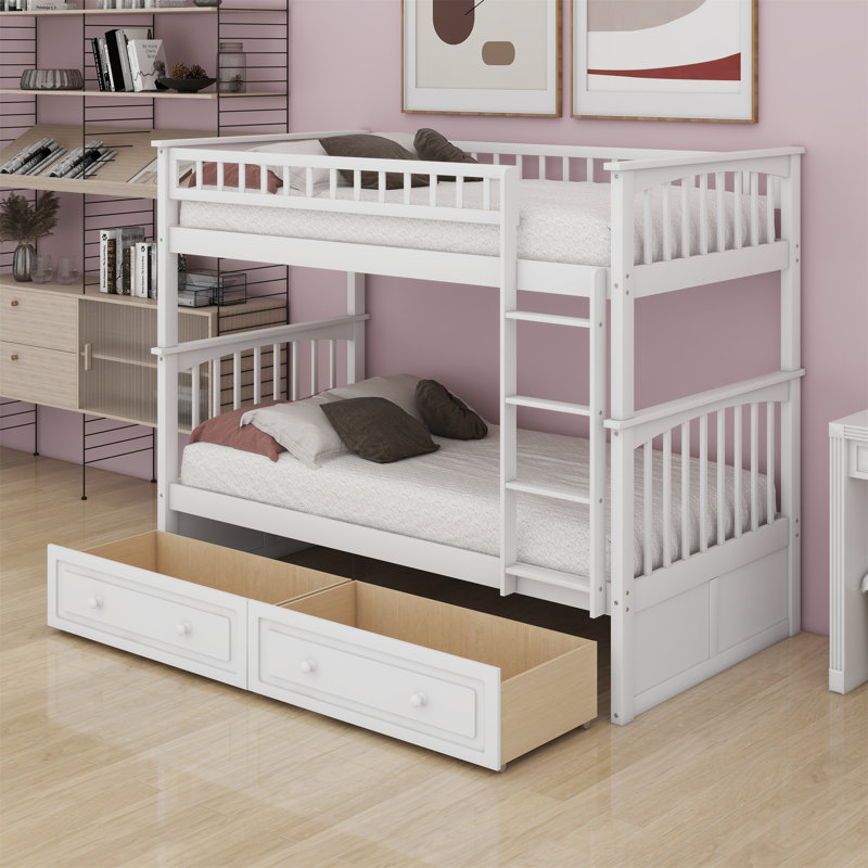 Bunk Bed With Drawers, Convertible Beds, White