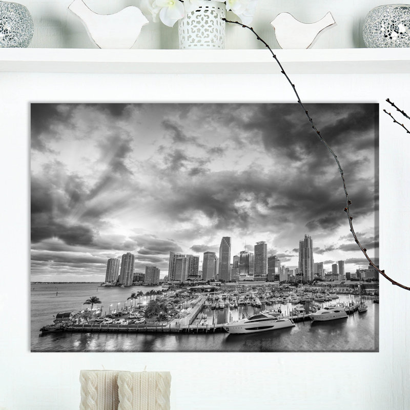 « miami coucher horizon », reproduction d’impression sur toile tendue, H 20 po x l 20 po x P 1 po