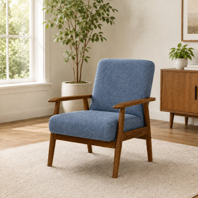 Bridgeview Upholstered Accent Chair, Armchair with Solid Wood Frame