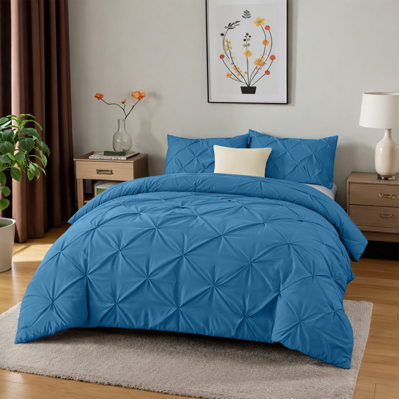 Microfiber Solid No Pattern Colour Duvet Cover Set with Pillowcases, Washed Blue, Single Duvet Cover Set + 1 Pillowcase