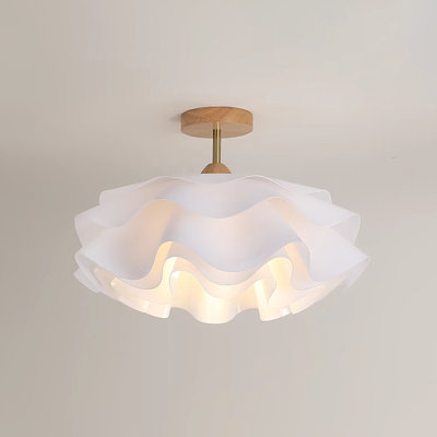 Modern  5 Tiered Wood Semi Flush Mount Ceiling Light For Bedroom