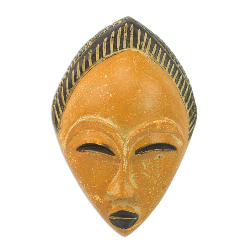 Décoration murale masque africain, Orangé