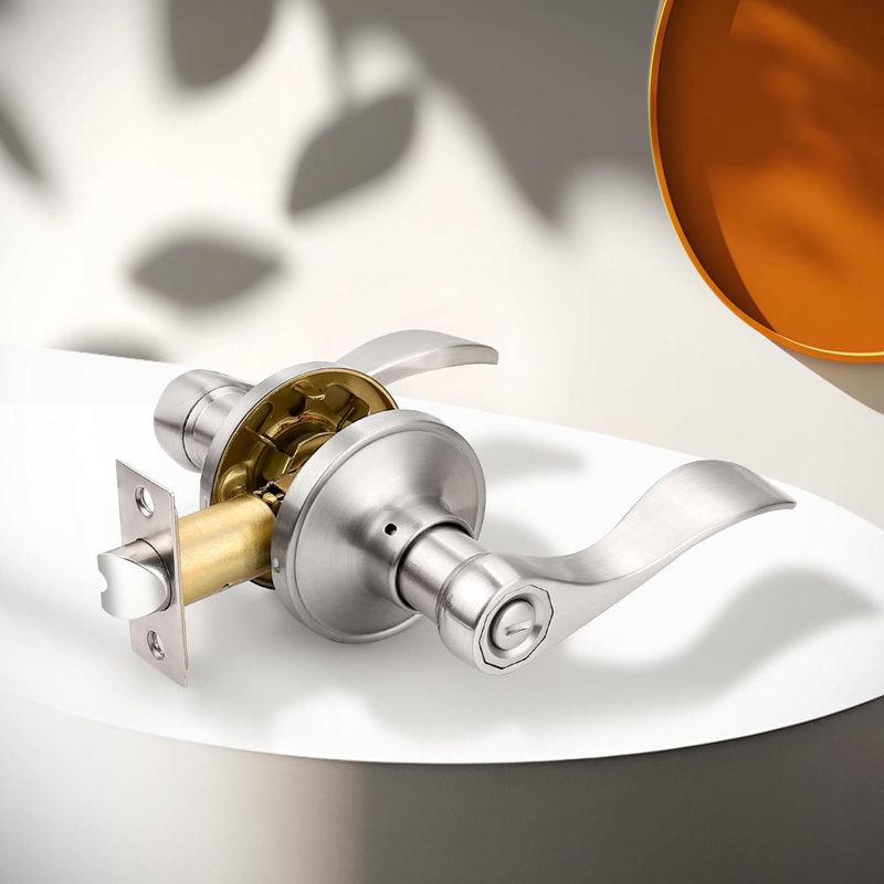 Ensemble de 5 leviers de porte de salle de bain Wave Style au fini nickel satiné