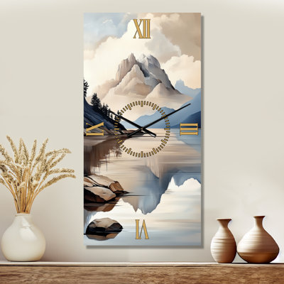 Calm Mountain Peaks Reflection II - Landscape Silent Wall Clock