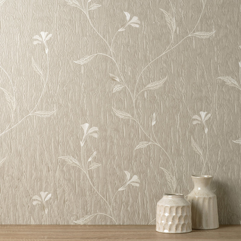 Bellagio Floral Italian Heavyweight Vinyl Wallpaper, Taupe