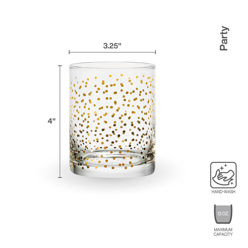 Gold and Silver Patterned Double Old Fashioned Glasses Set of 4