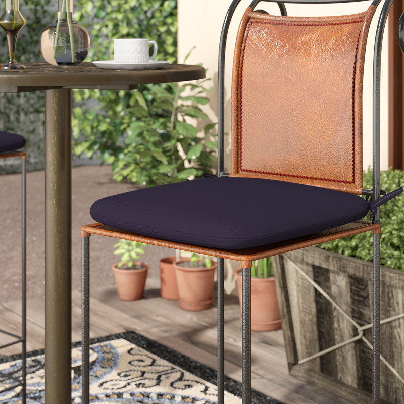 Coussin de tabouret de bar intérieur / extérieur Kippie, Toile Sunbrella® bleu pacifique, H 1,5 po x l 16 po x p 16 po