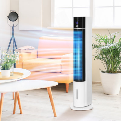 Refroidisseur d'air à évaporation oscillant de 42 po pour bureau à domicile avec minuterie, humidificateur à ventilateur de glace 3 en 1 avec 3 modes, 3 vitesses, affichage à DEL et télécommande