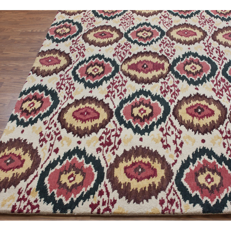 Tapis ivoire Macathurn Shadow Ikat, Rectangle 9 pi 6 po x 7 pi 6 po