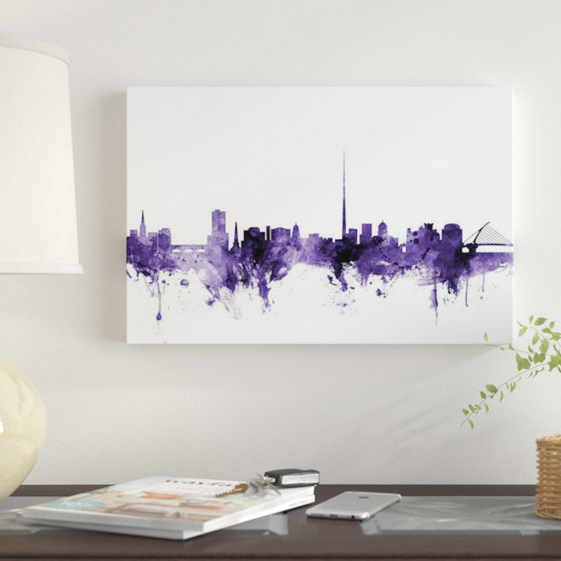 «Dublin, Ireland Skyline» par Michael Tompsett, impression sur toile tendue, 8 po x 12 po x 0,75 po, Pas de tapis