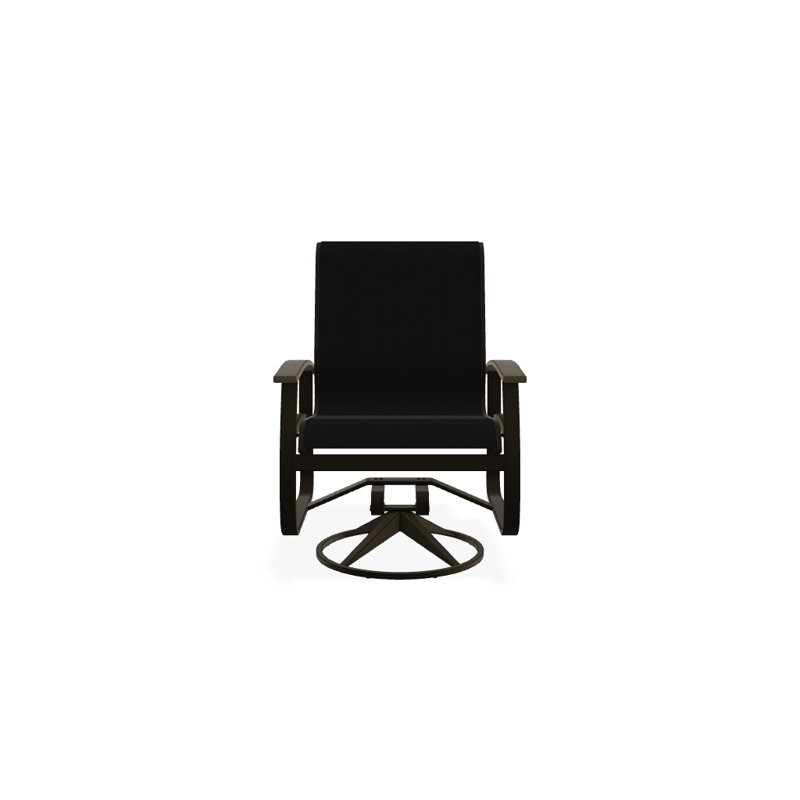 Belle Isle Outdoor Dining Armchair, Black 5D Sunbrella®, Beachwood P40, Textured Beachwood