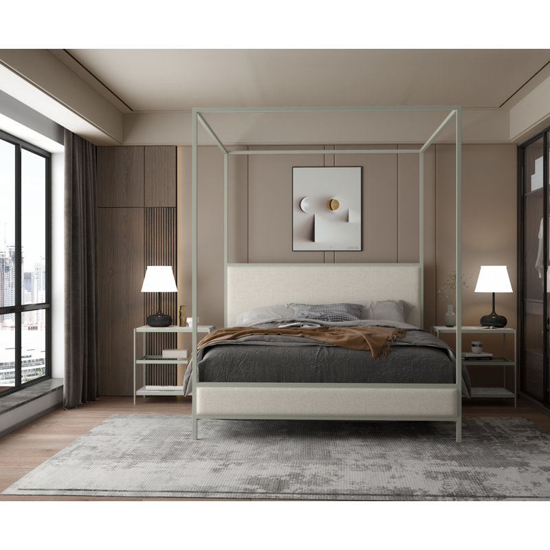 340 Modern Classic Canopy Bed | Complete Canopy, Sage Green, King