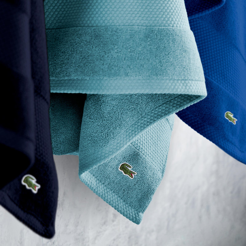 Lacoste Heritage 16X30 Cotton Hand Towel, 100% Supima Cotton, Micro-Fresh® Anti-Microbial, Navy