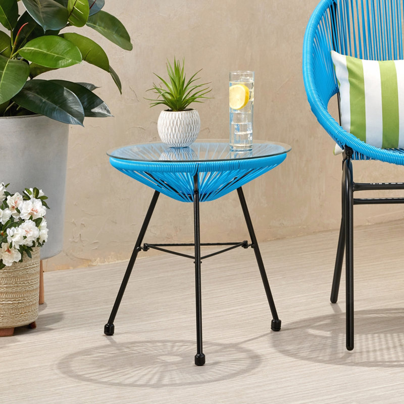 Table d'appoint d'extérieur pour patio, Bleu