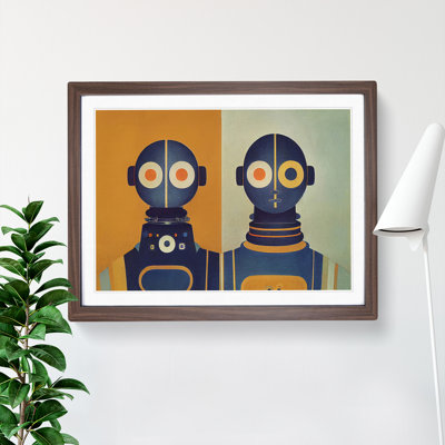 Symmetrical Robots Abstract 1 Piece Single Picture Frame Wall Art