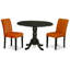 L'ensemble de table de cuisine 5 pièces pour 4 personnes comprend une table de salle à manger ronde avec Dropleaf et 4 chaises de salle à manger Parson en similicuir, 42 x 42 pouces, noir-194567321-242546788-242546784