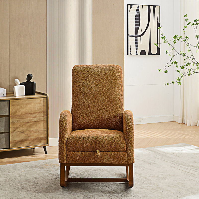 Chaise berçante avec repose-pieds rétractable, Caramel