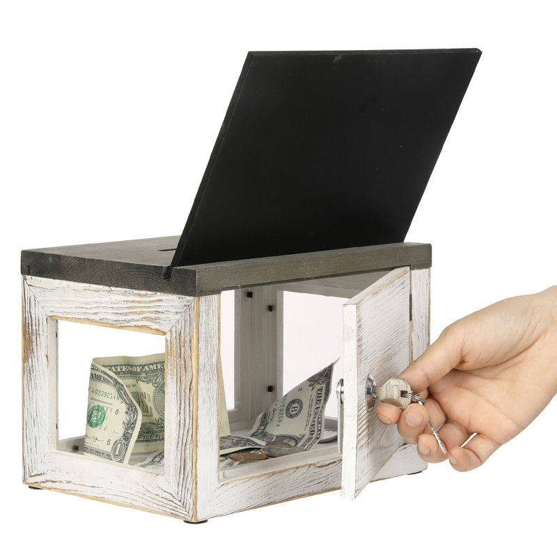 Solid Wood Drop Box w/ Chalkboard Sign