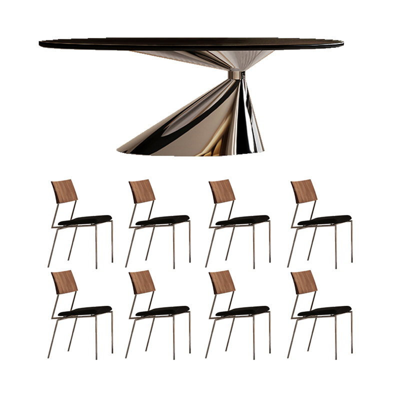 Table et chaises Art Rock, H 29,5 po x L 78,7 po x l 39,3 po, 9 Pieces: Table, 8 Chairs