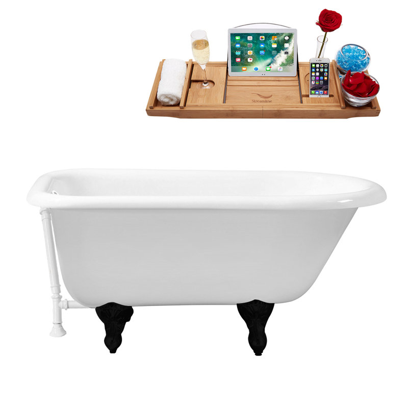 Baignoire de trempage sur pattes 66 "Streamline, Noir mat, Blanc lustré