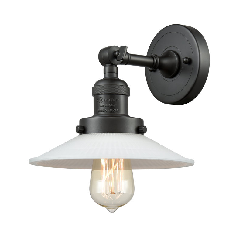 Applique murale 1 lumière pour salle de bain Miramontes, Noir mat, Ampoule DEL 6 watts Vinage, Halophane transparent