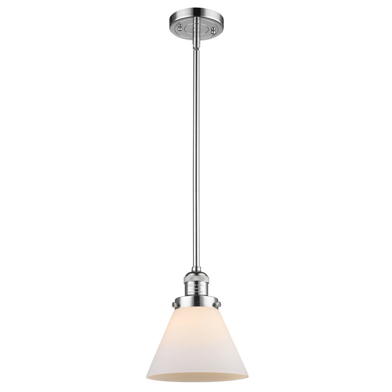 Luminaire suspendu conique à 1 lumière Mosley, Ampoule DEL 6 watts Vinage, Blanc mat, Chrome poli