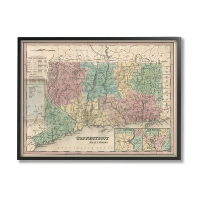 Carte vintage de l'État du Connecticut, carte de la région rétro par Daphne Polselli