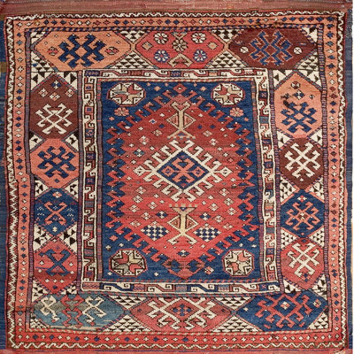 Antique Konya Small Scatter Size Wool Coral Rug