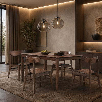 Solid Wood Dining Set with Sculpted Chairs