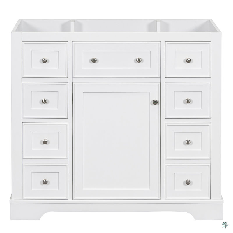 Meuble-lavabo 36 po sans lavabo, base d'armoire seulement, une armoire et six tiroirs, Gris