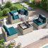 5 Pieces Rattan Patio Conversation Sets With Cushions
