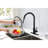 Kitchen Faucet With Pull Down - Matt Black Finish, Stainless Steel, 360 Rotatable Nozzle, Corrosion And Rust Treatment, Single Handle For Convenient Water Flow Adjustment Black, Rotating Surface-920923664