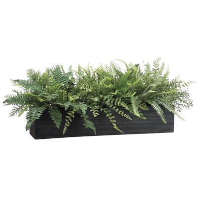 16'' Faux Fern Plant in Wood Urn