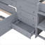 Lit plateforme en forme de L simple avec lit plateforme, lit en bois massif gris ardoise avec 7 tiroirs et garde-corps complets