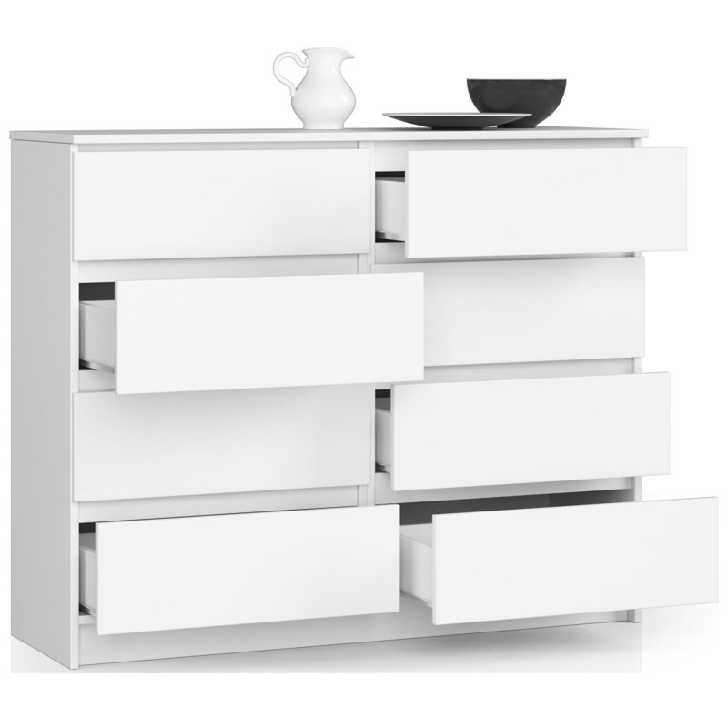 Alessio 8 Drawer 120Cm W Double Dresser, White