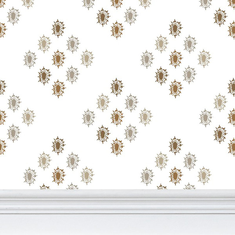 British Brooch Large Repeat Luxury Wallpaper, Cognac, Matte Paper